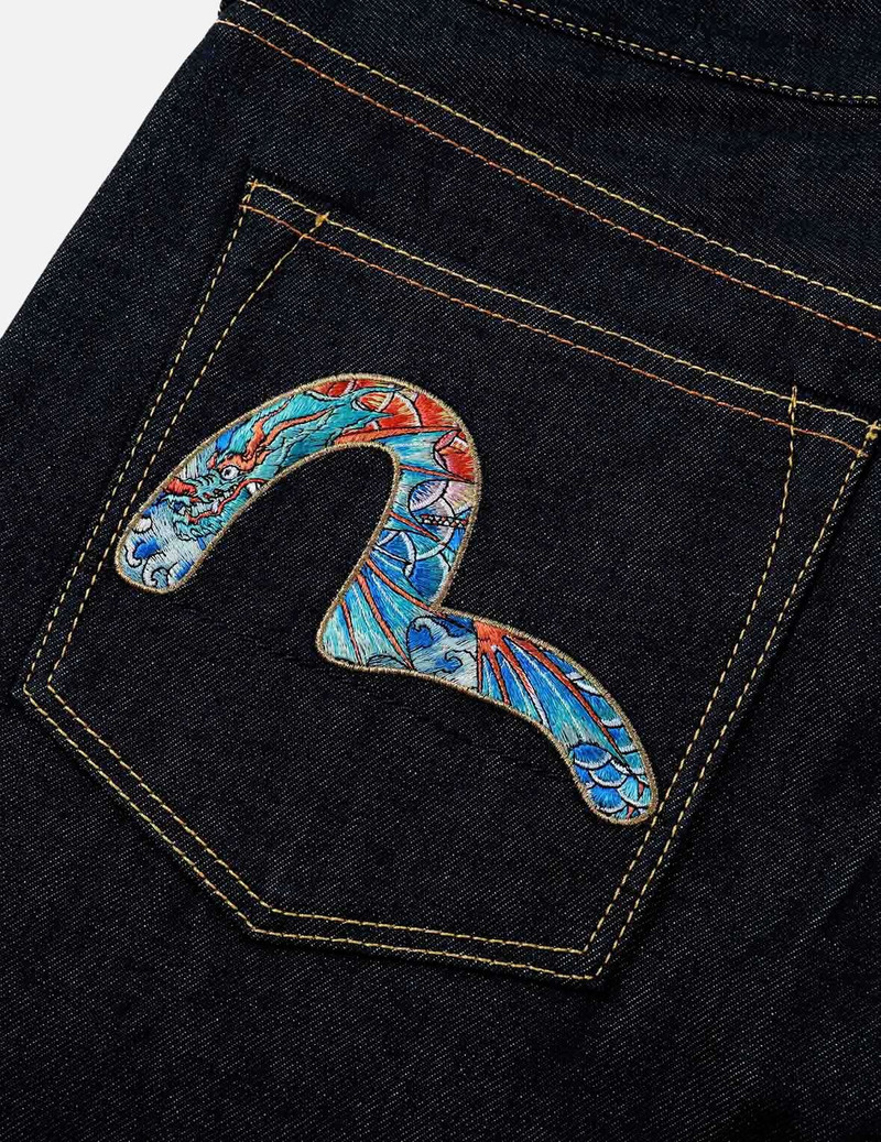 “KOI PLAYING IN WAVES” PATTERN SEAGULL AND KAMON EMBROIDERY CROPPED CARROT FIT JEANS #2017 10