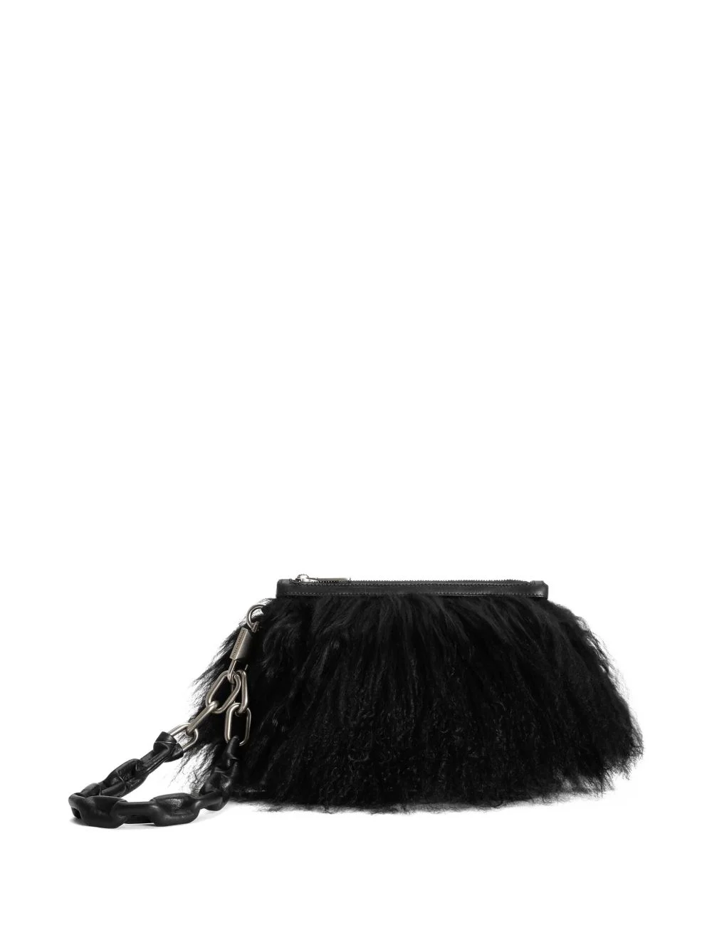 fur-trimmed zip clutch bag - 1