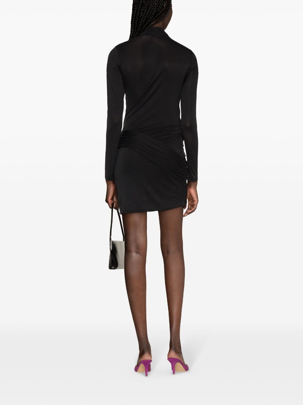 Kores roll-neck draped minidress - 4