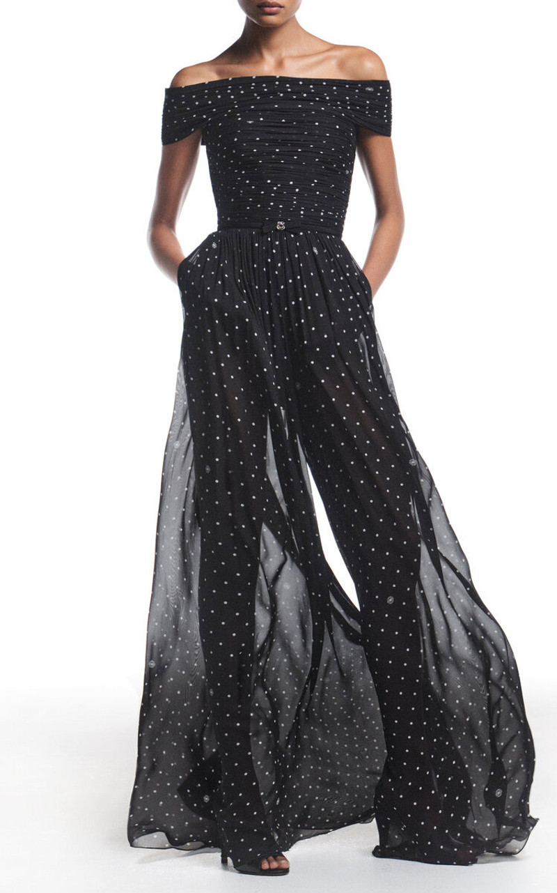 ELIE SAAB Printed Chiffon Jumpsuit multi outlook