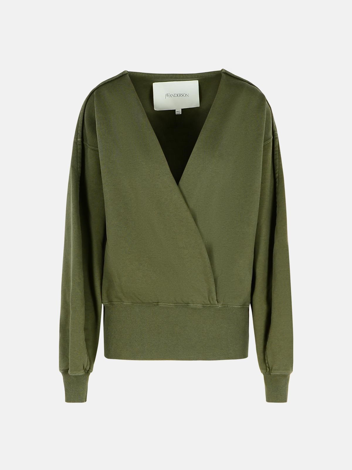 'WRAP' GREEN COTTON SWEATSHIRT - 1