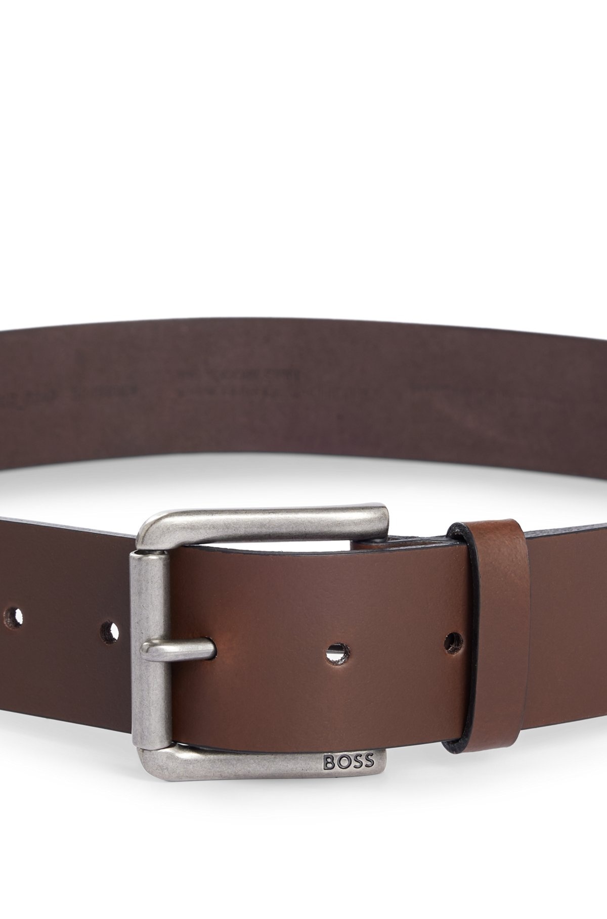 LEATHER BELT WITH BRANDED PIN BUCKLE - 5