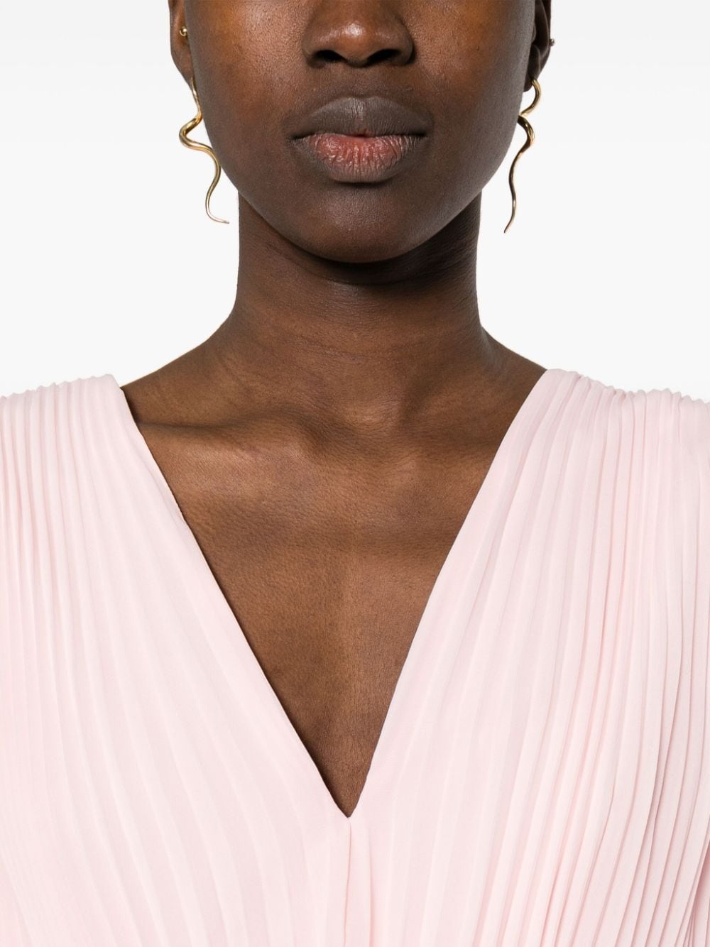 fully-pleated chiffon mini dress - 5