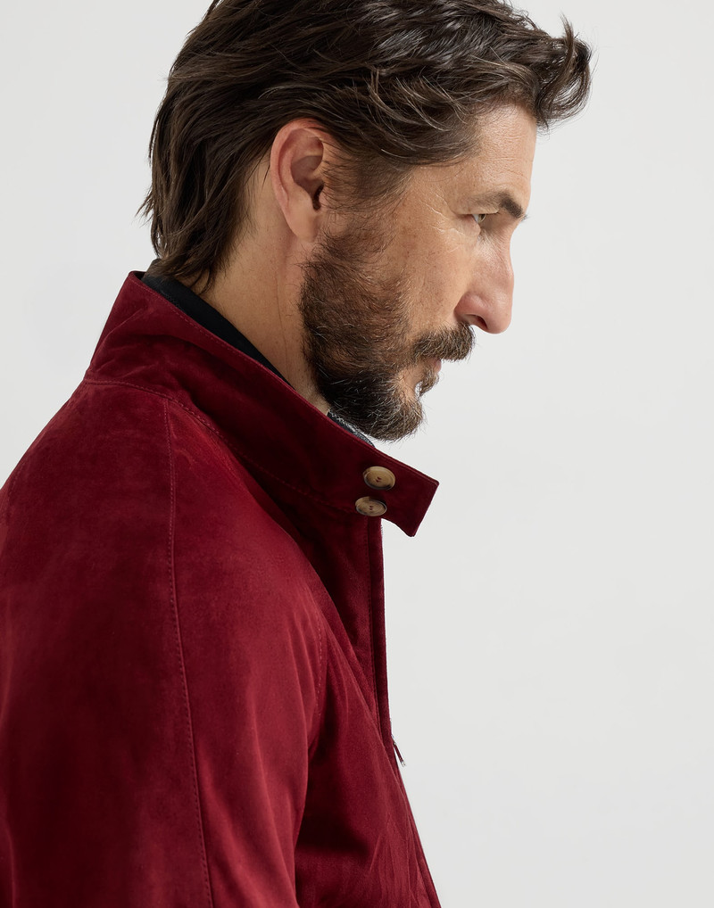 Suede unlined jacket with stand collar 4