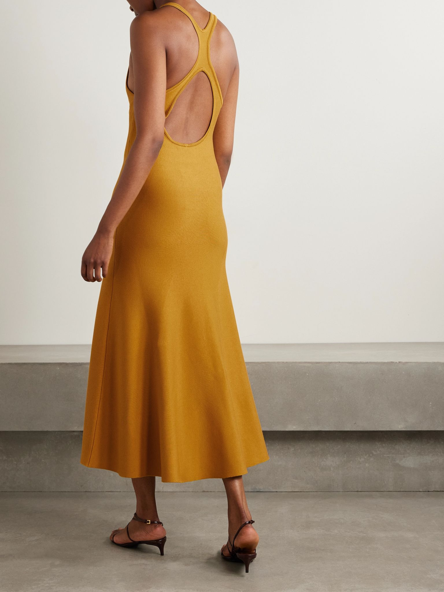 Bastien recycled-silk midi dress Marigold - 3