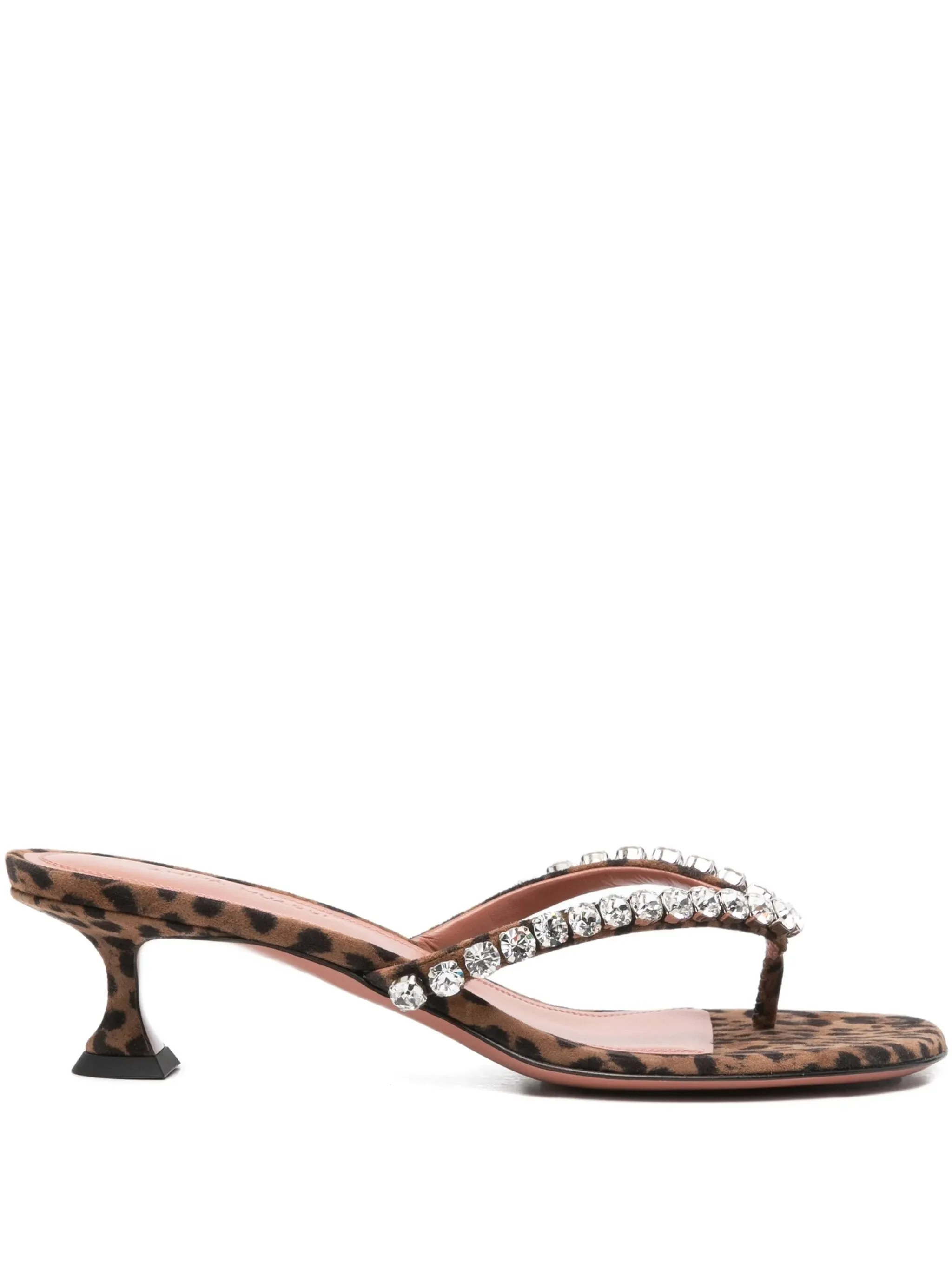 Amina Muaddi 45mm Leopard-printed Crystal-detail Sandals - 1