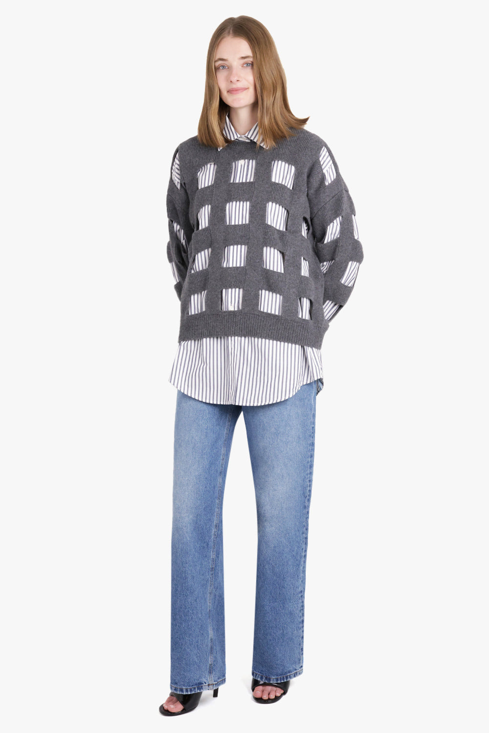 VALENTINO CUT OUT DETAIL WOOL JUMPER | GRIGIO SCURO MELANGE - 2