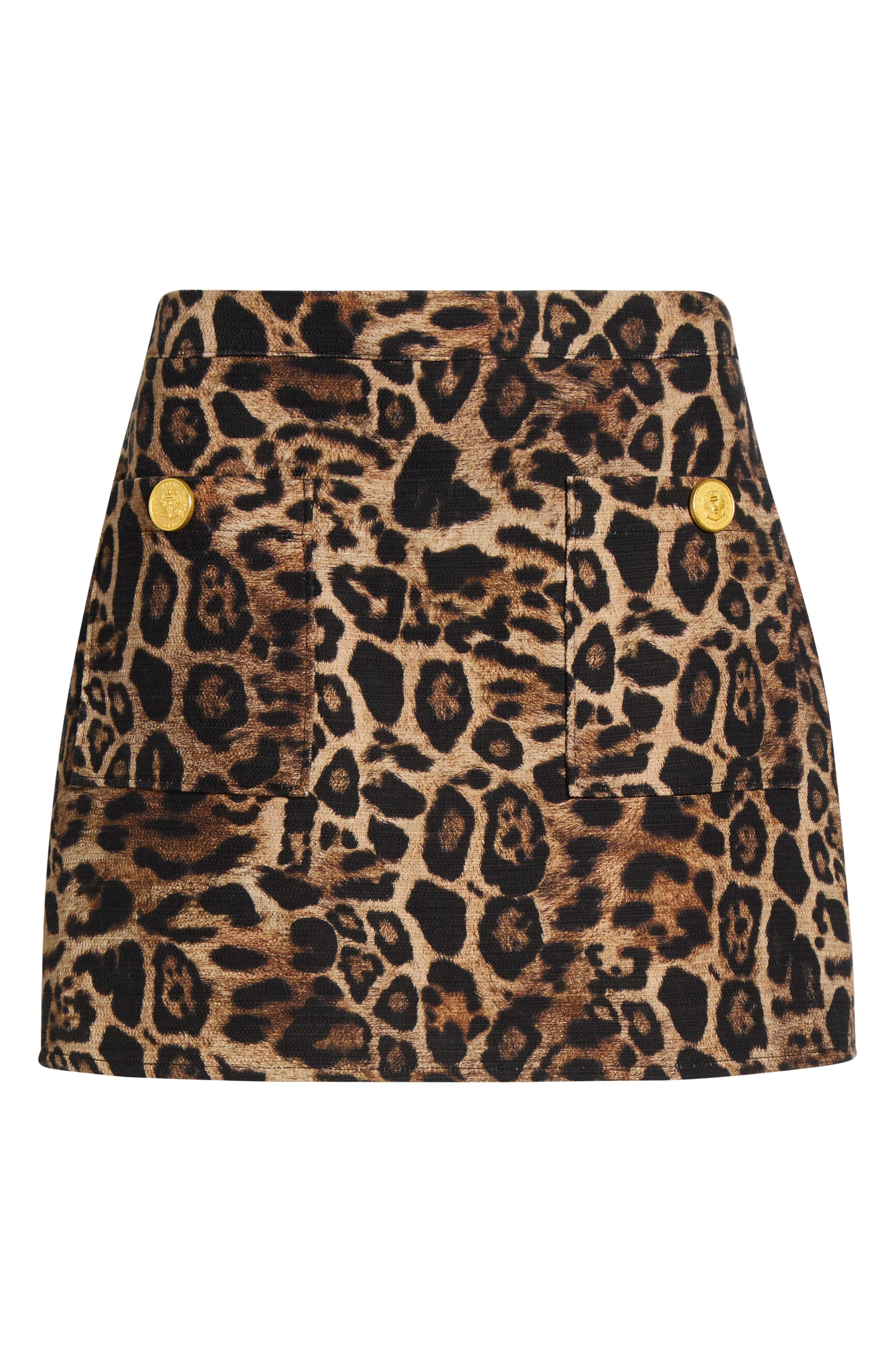 L'AGENCE Cyra Leopard Print Cotton Miniskirt in Brown Multi Patch Leopard at Nordstrom - 1
