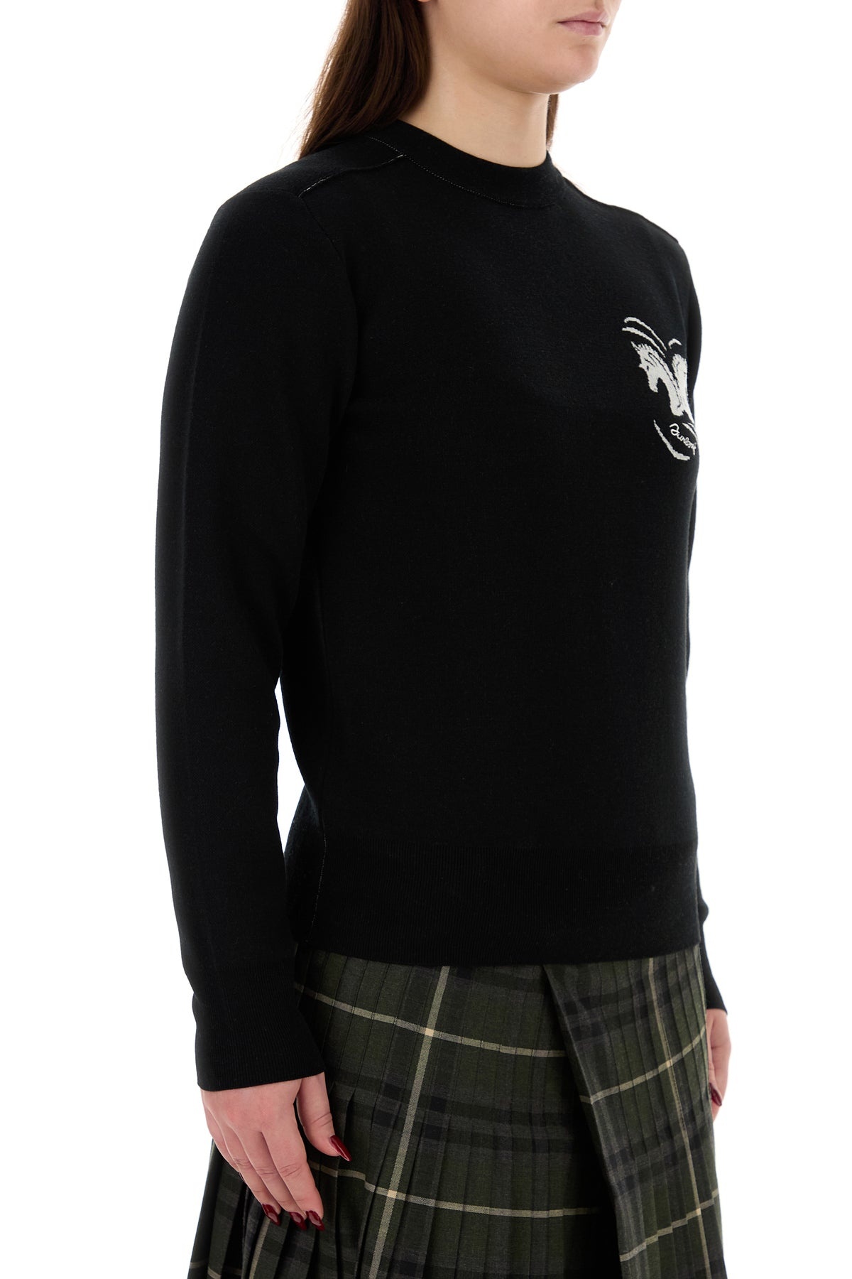 Black stretch wool blend sweater - 3