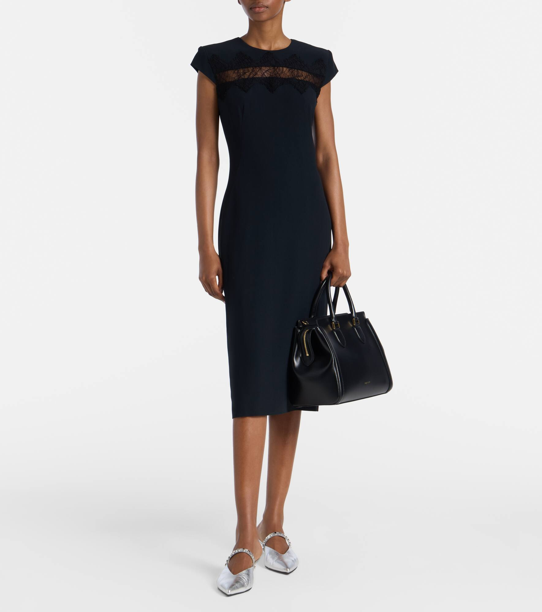 Lace-trimmed midi dress - 2