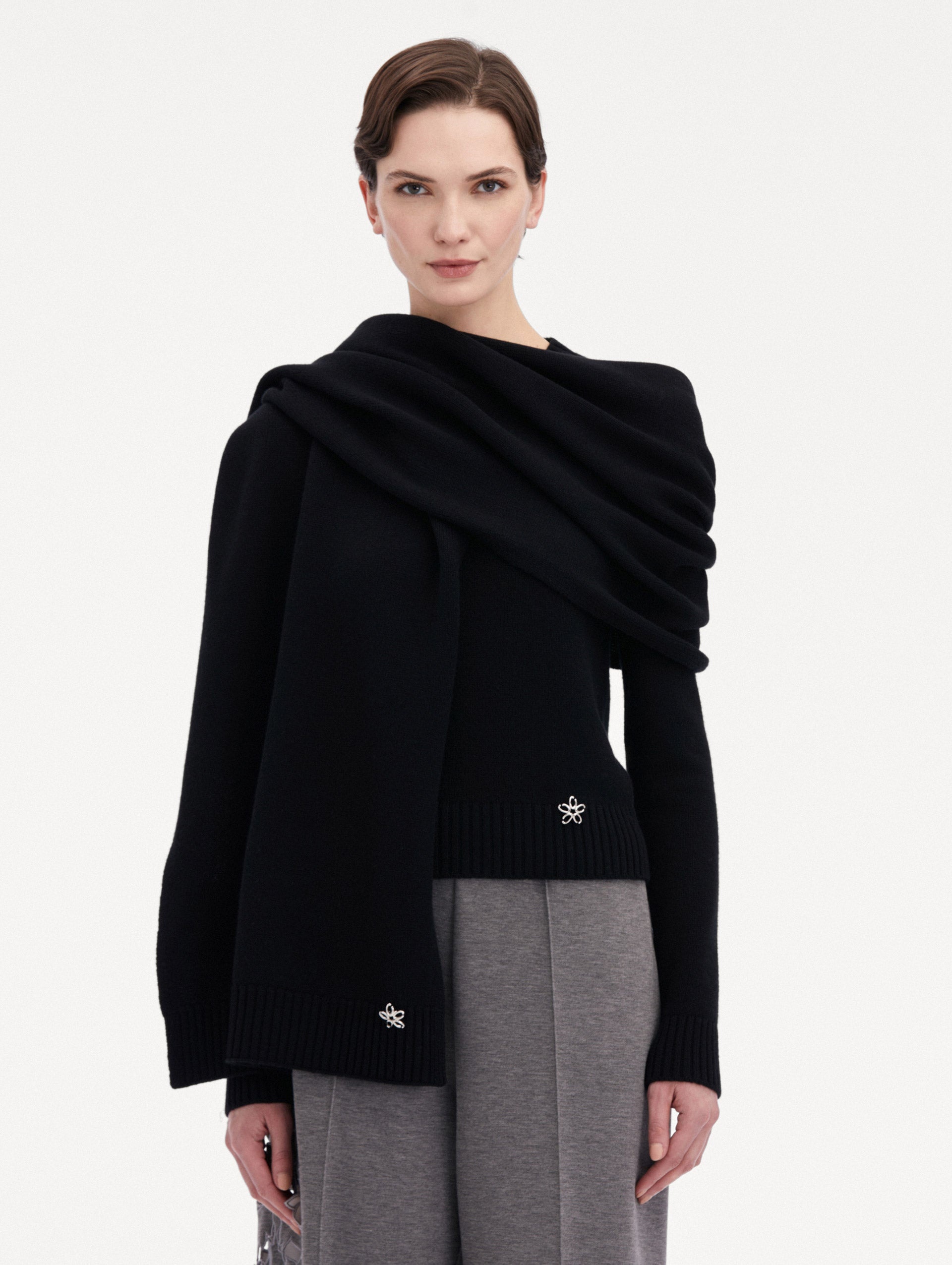 O FLOWER CASHMERE SCARF - 2
