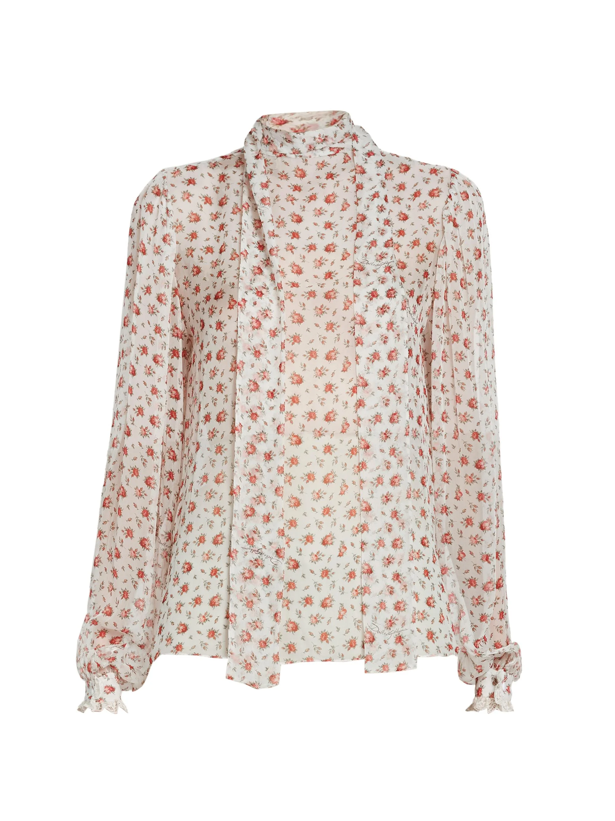 Women's Sheer Floral Silk-Blend Blouse - Roselline F Bco - 1