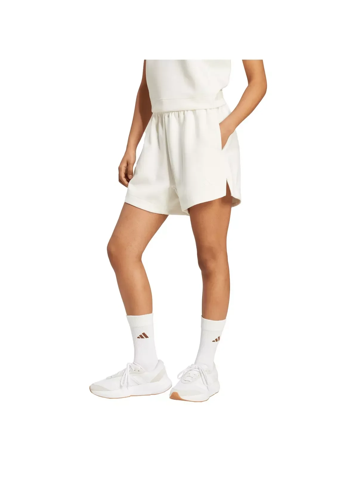 Women's Soft Lux Loose Shorts-Off White - 1