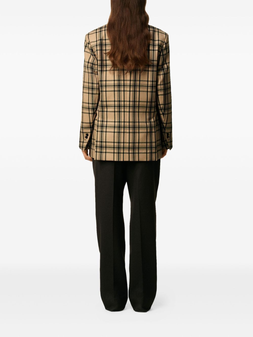 checked double-breasted blazer - 4