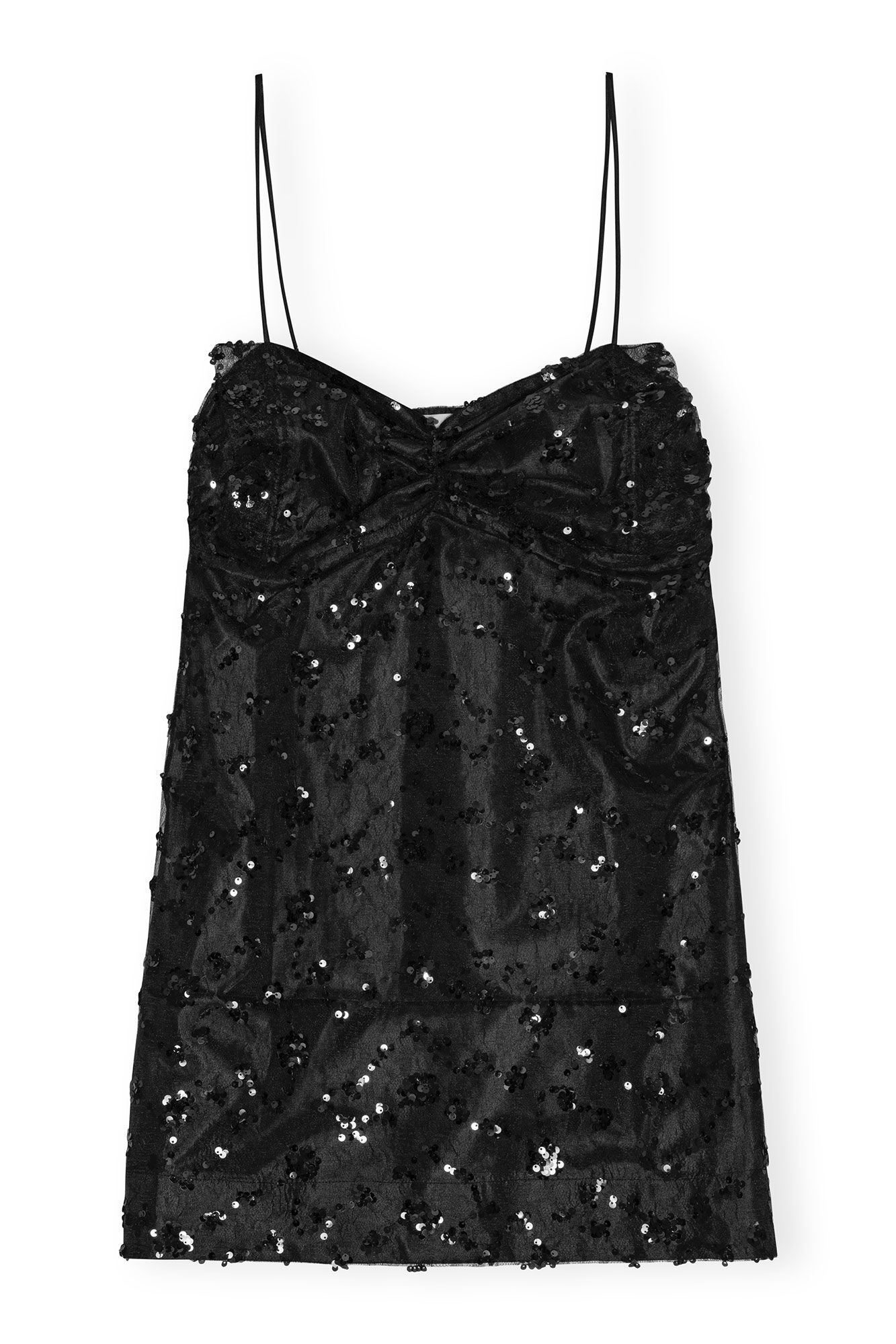 BLACK SEQUINS LACE MINI DRESS - 10