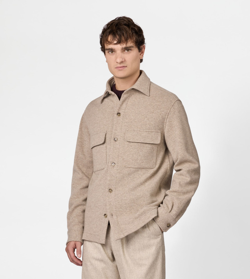 SHIRT JACKET IN CASHMERE BLEND JERSEY - BEIGE 4