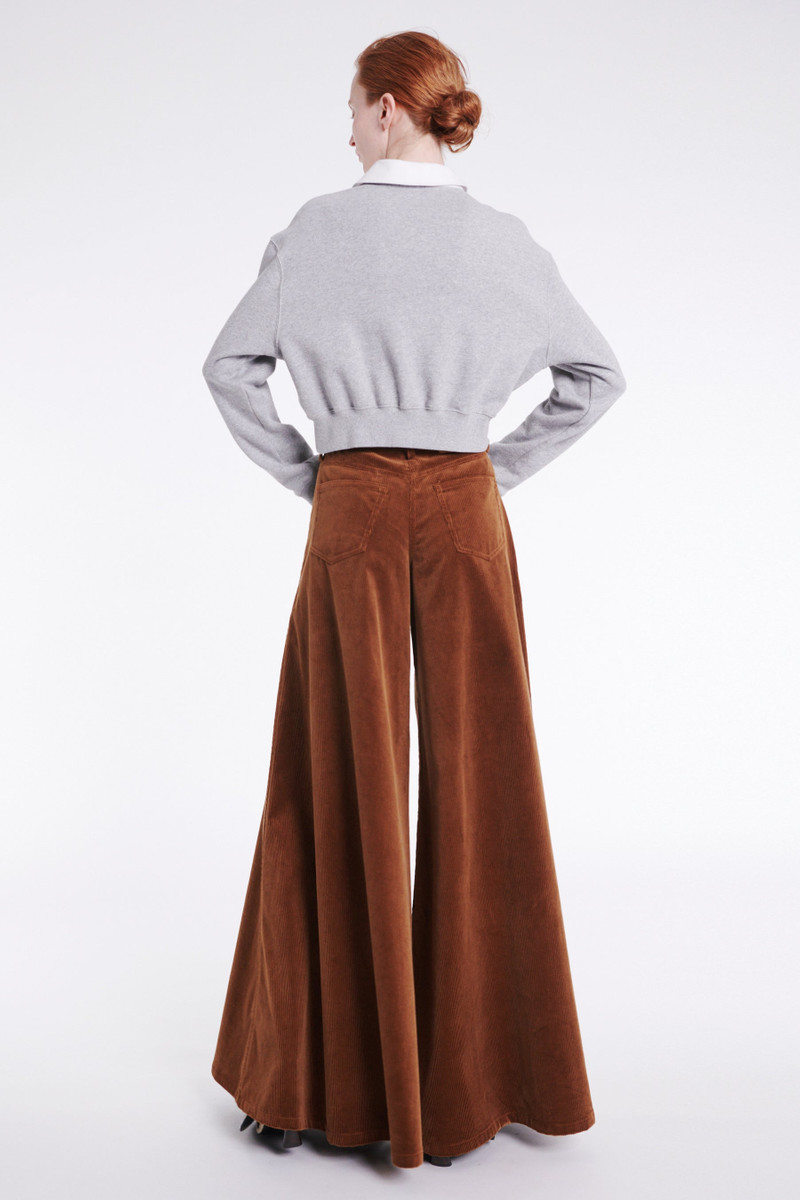 CORD WIDE LEG JEAN TROUSERS TAN 8