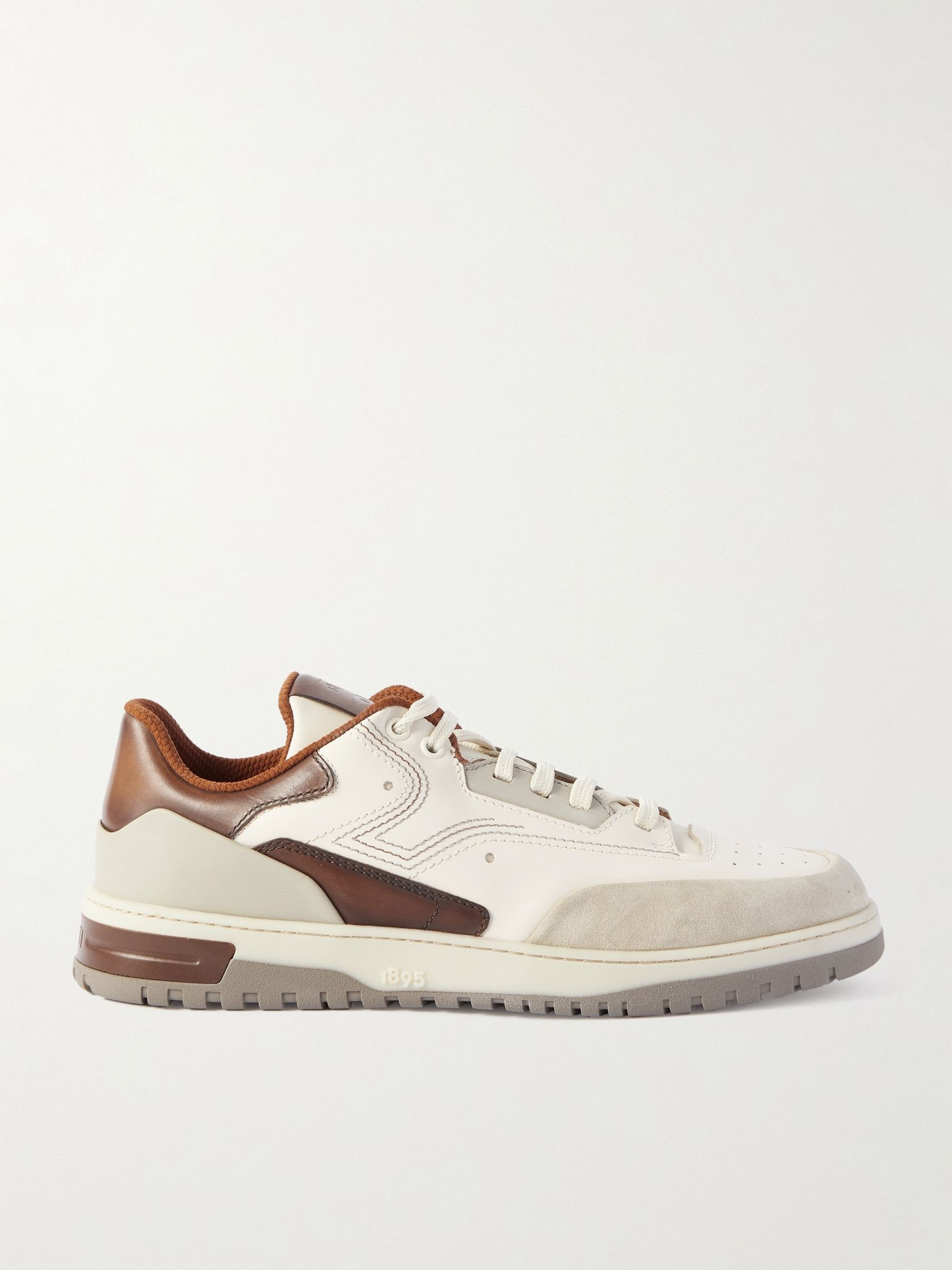 Playoff Suede-Trimmed Leather Sneakers Off-white - 1