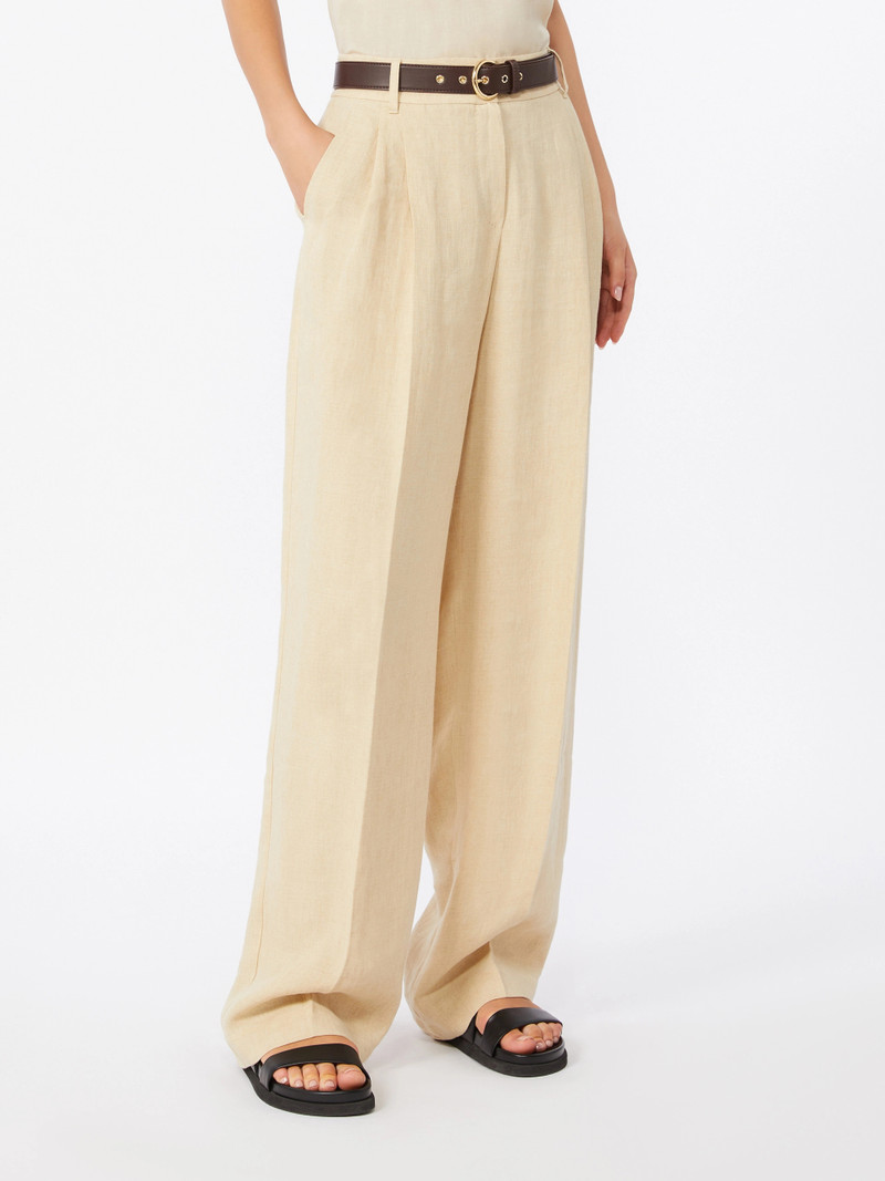SUMERO Wide-fit linen twill trousers - COLONIAL 3