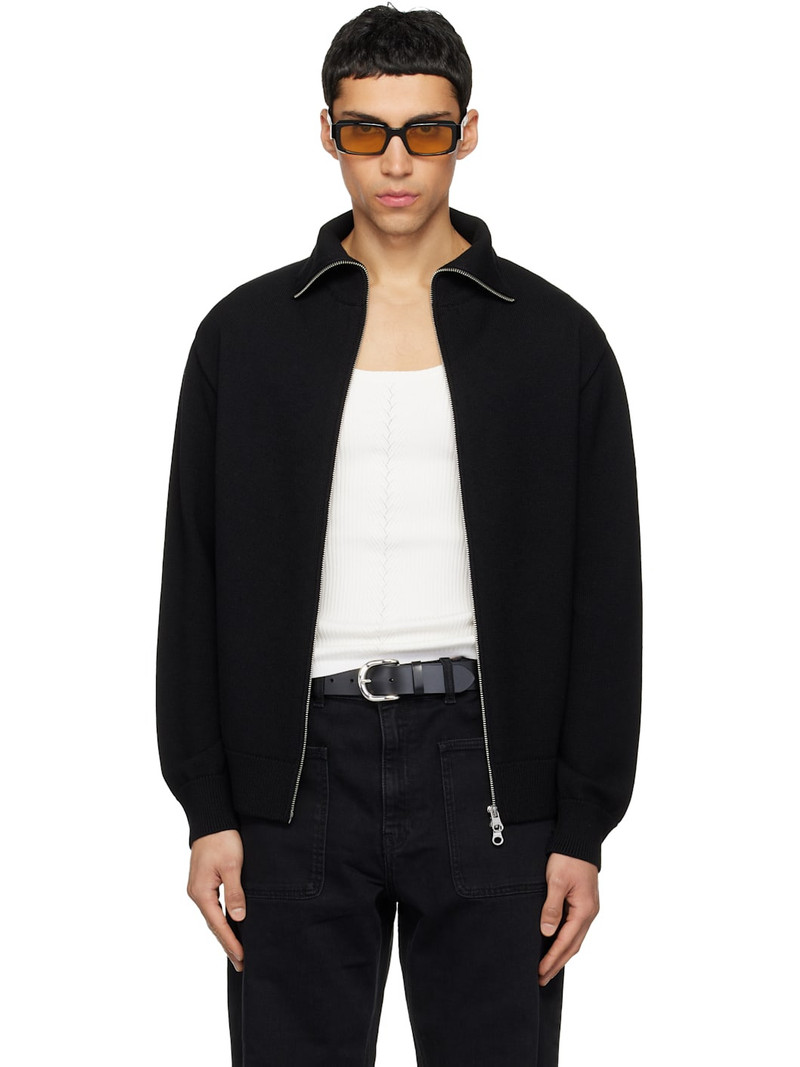 Black Zipped Wool Cardigan 1