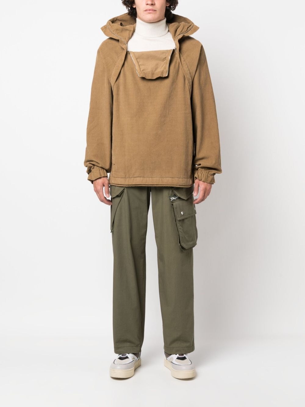 side-zip corduroy hoodie - 2