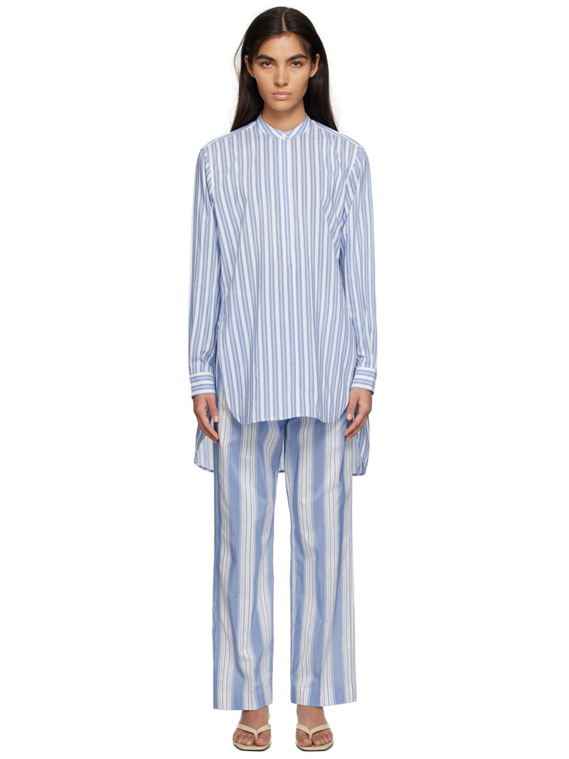 TOTEME Long cotton silk shirt cornflower stripe outlook