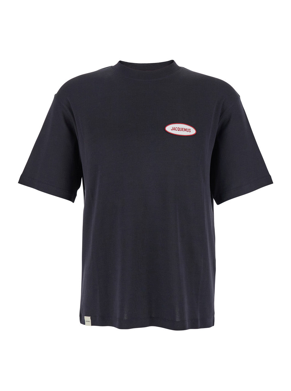 Jacquemus Men 'Le T-Shirt Stazione' Blu Crewneck T-Shirt With Logo Patch On The Front In Cotton Jers - 1