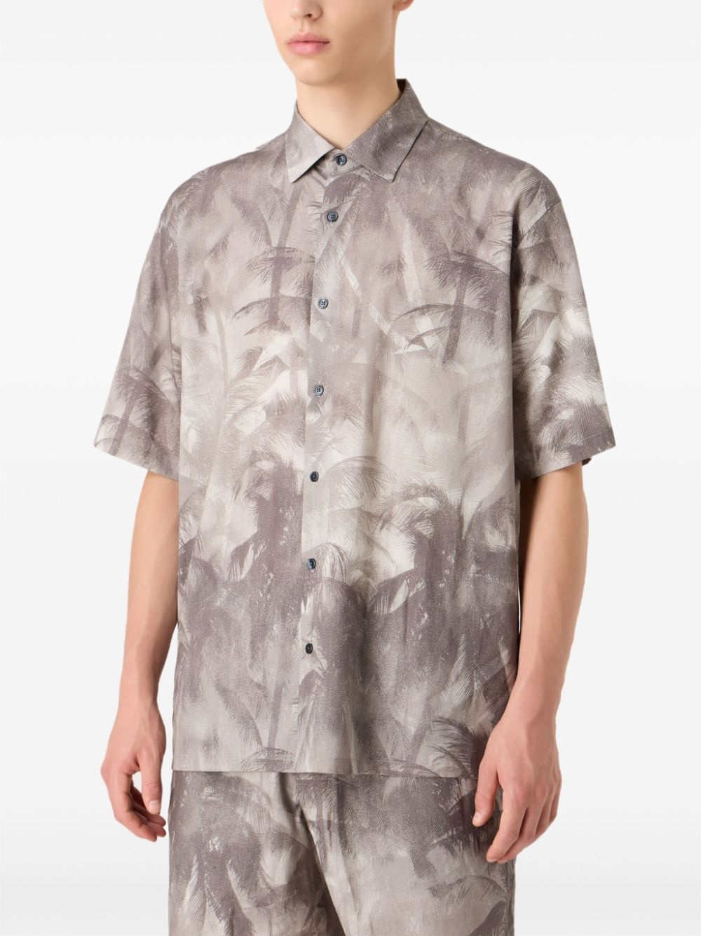 palm tree-print button-up shirt - 2