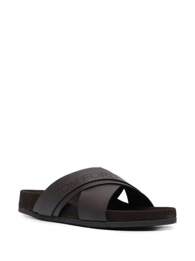 TOM FORD perforated-logo leather sandals outlook