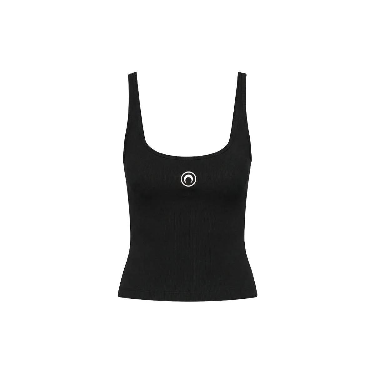 MOON LOGO RIBBED JERSEY CROPPED TANK TOP (BLACK) - 1
