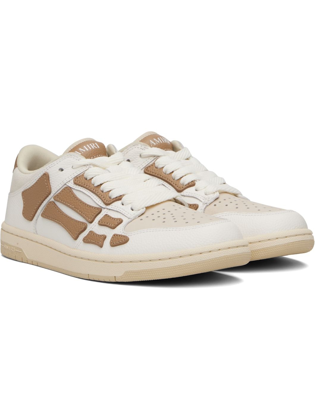White & Tan Skel Top Low Sneakers - 4