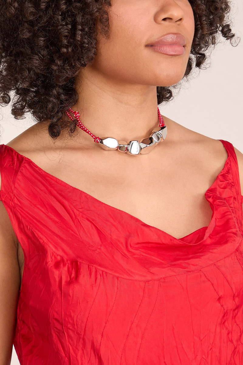Plan C Stone Cord Necklace in Red Nickel outlook