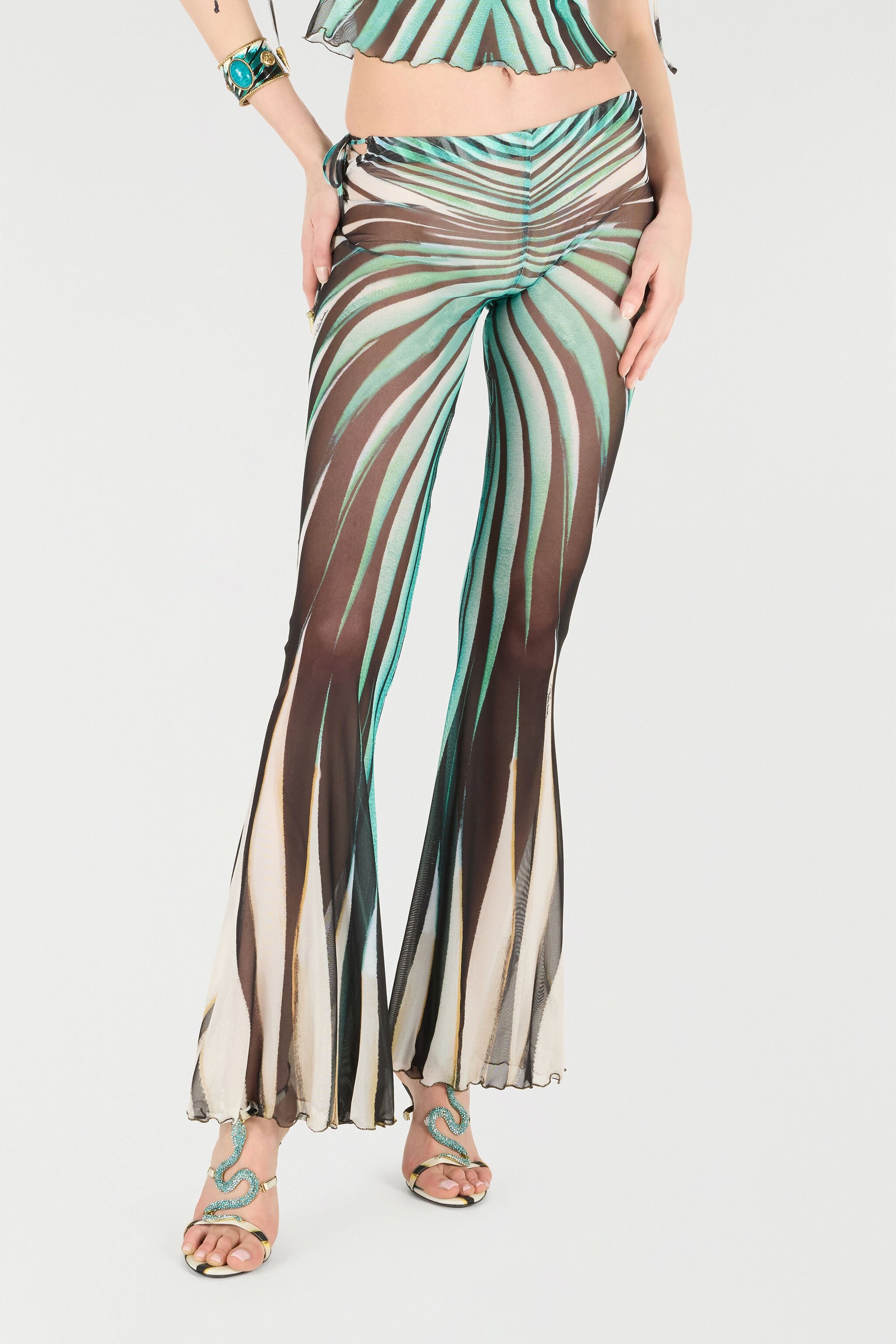 Ray Of Sea Print Flared Trousers - 3