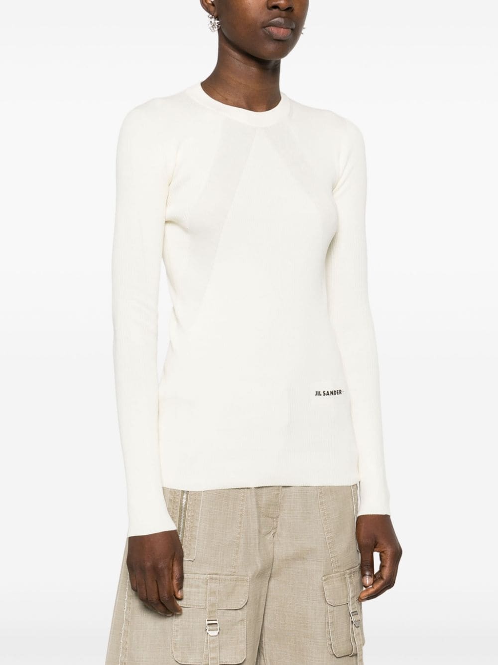 logo-print fitted jumper - 3