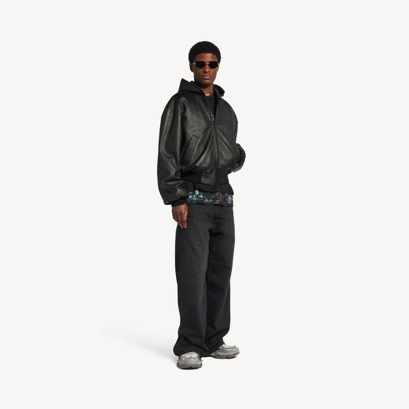 BALENCIAGA Men's Patched Hooded Jacket in Black outlook