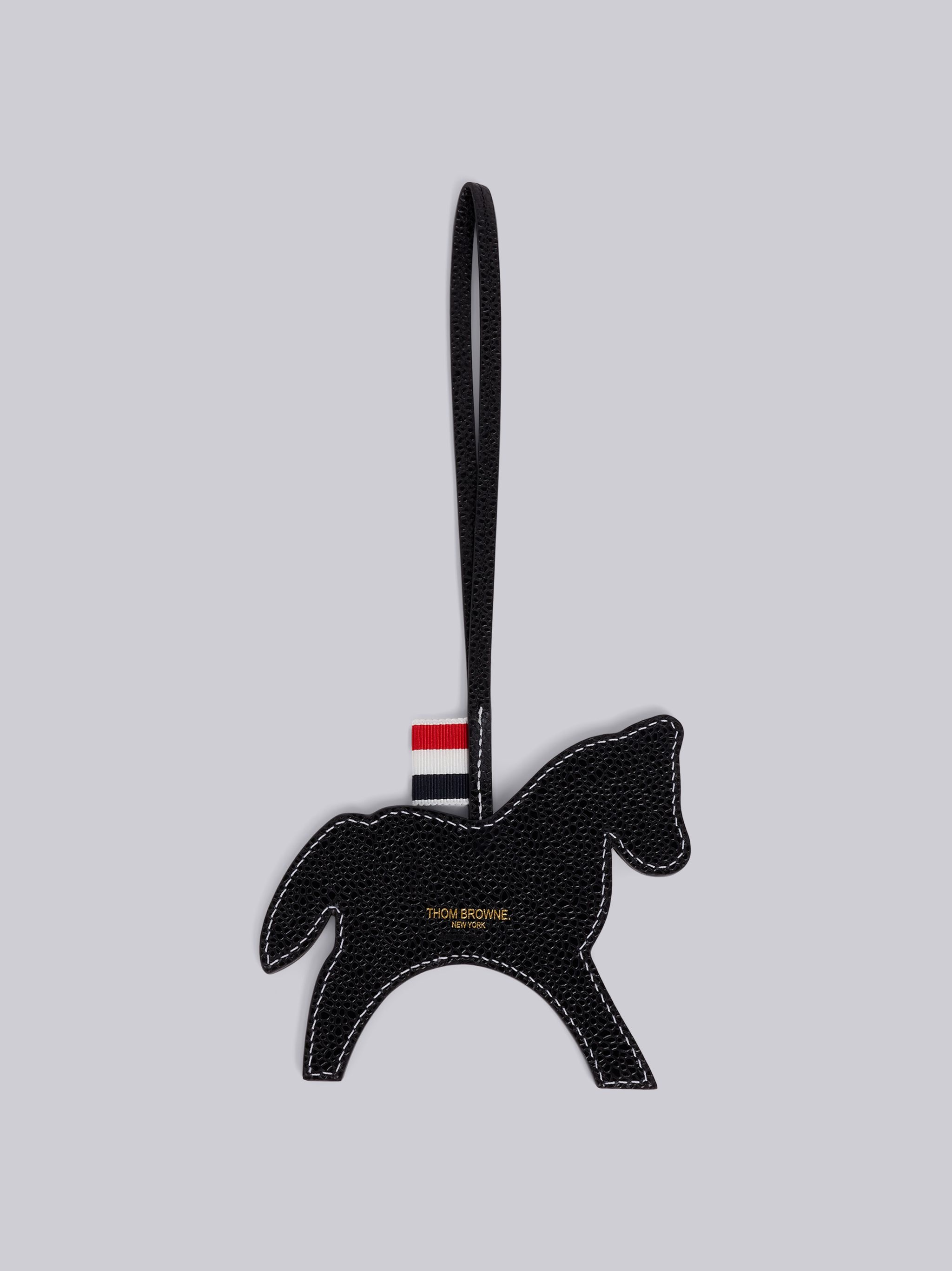 Black Pebbled Calfskin Horse Charm - 3