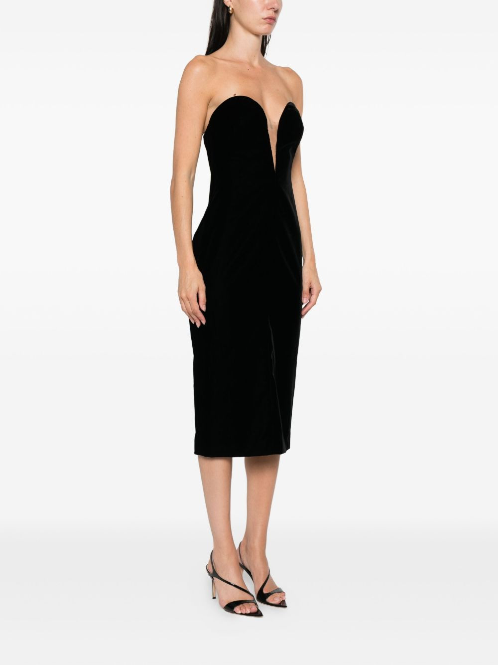 strapless midi dress - 3