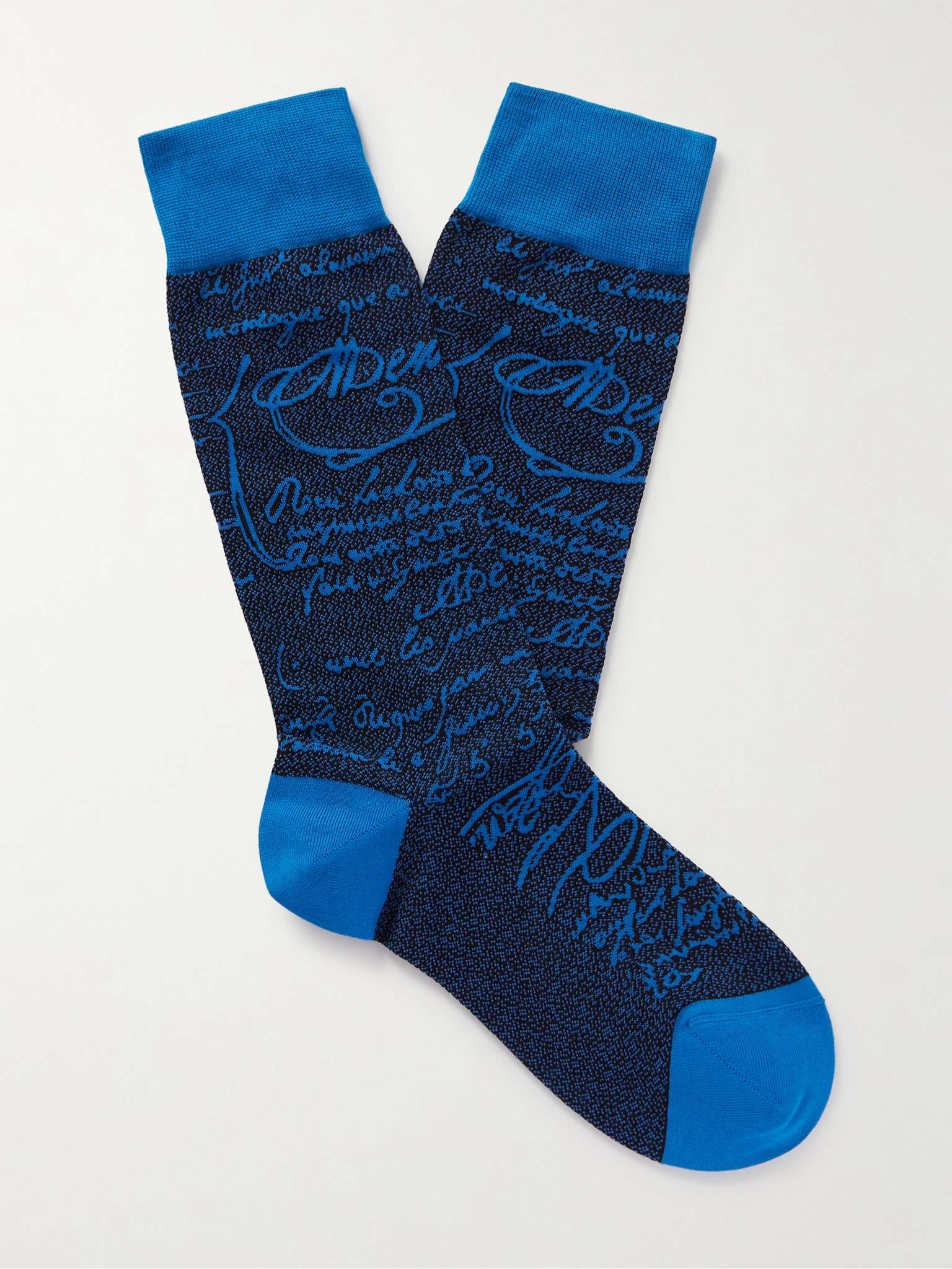 Scritto Cotton and Nylon-Blend Jacquard Socks - 1