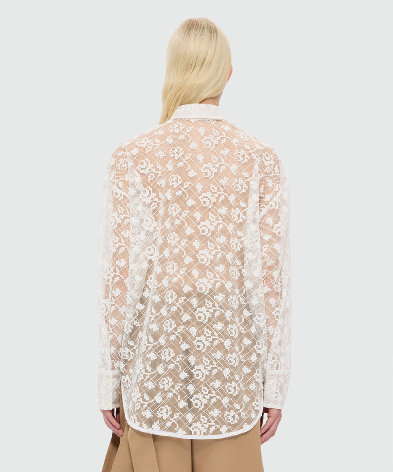 Off-white tulle shirt with embroidered roses 3