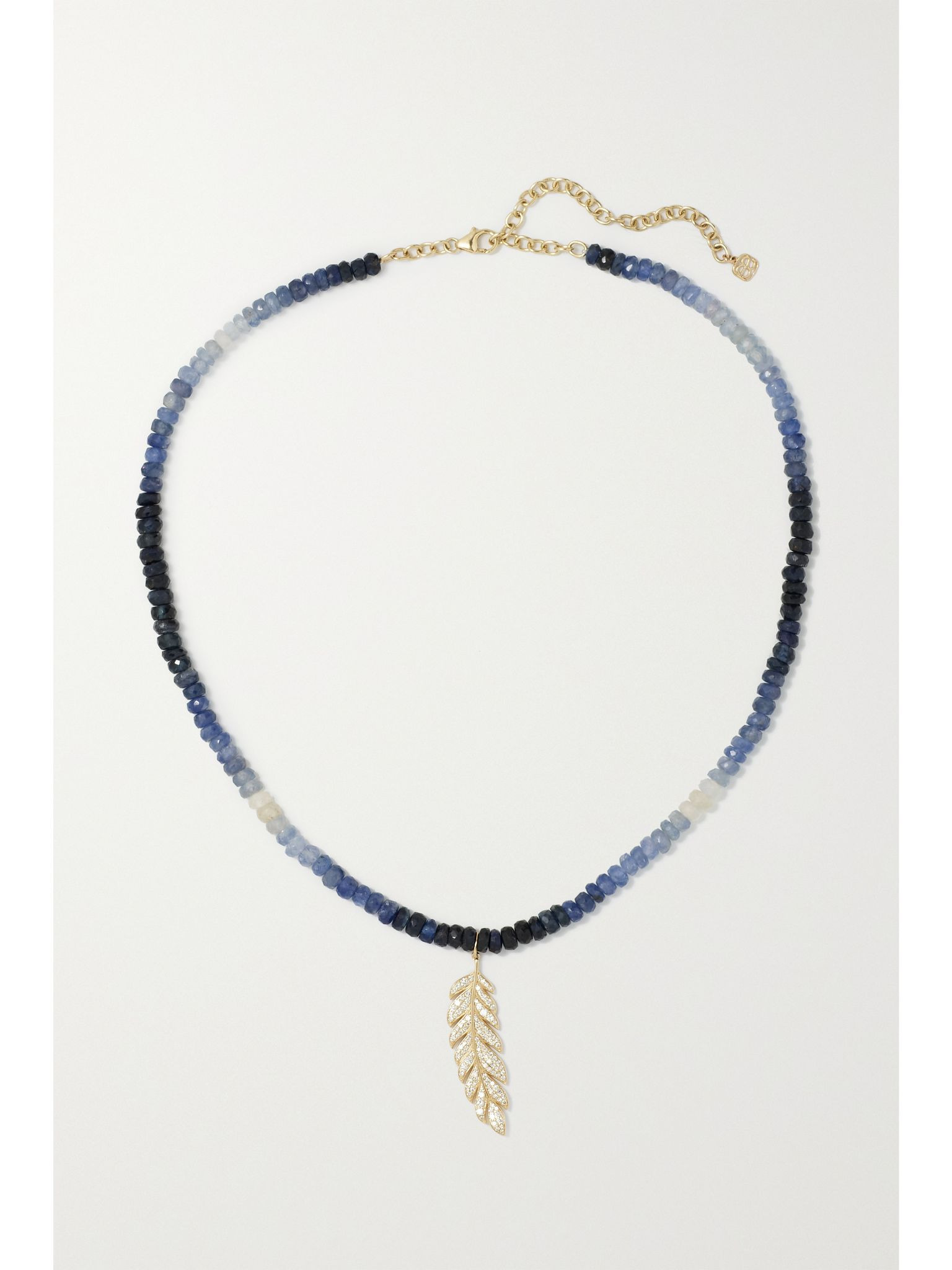 Large Feather 14-karat gold, rondelle and diamond necklace Gold - 3