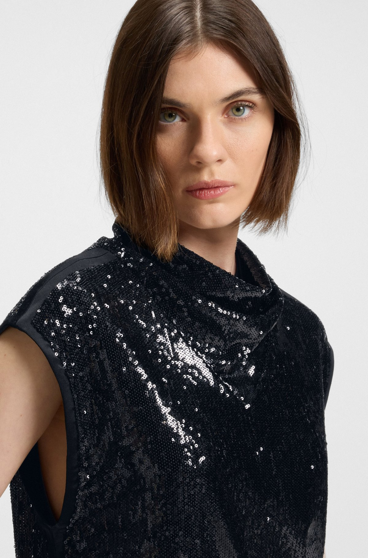 FUNNEL-NECK TOP WITH SEQUIN EMBELLISHMENTS - 5