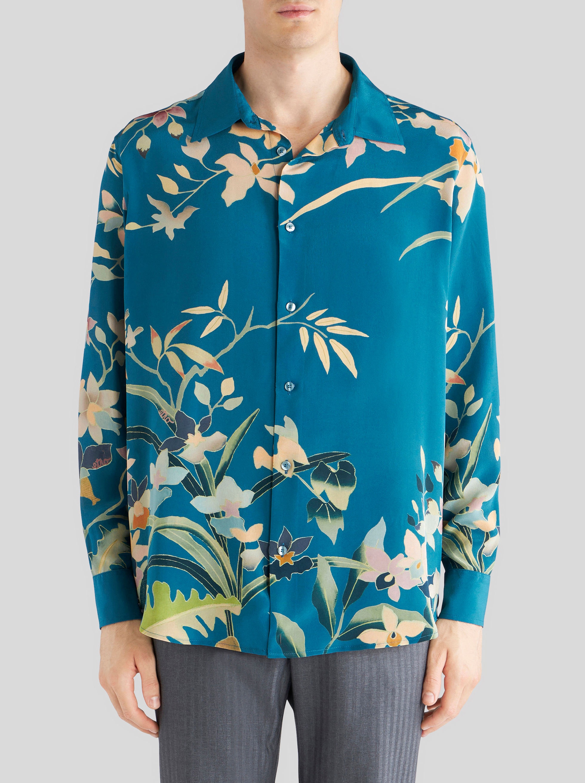 LEAFY FLORAL SILK SHIRT - 2