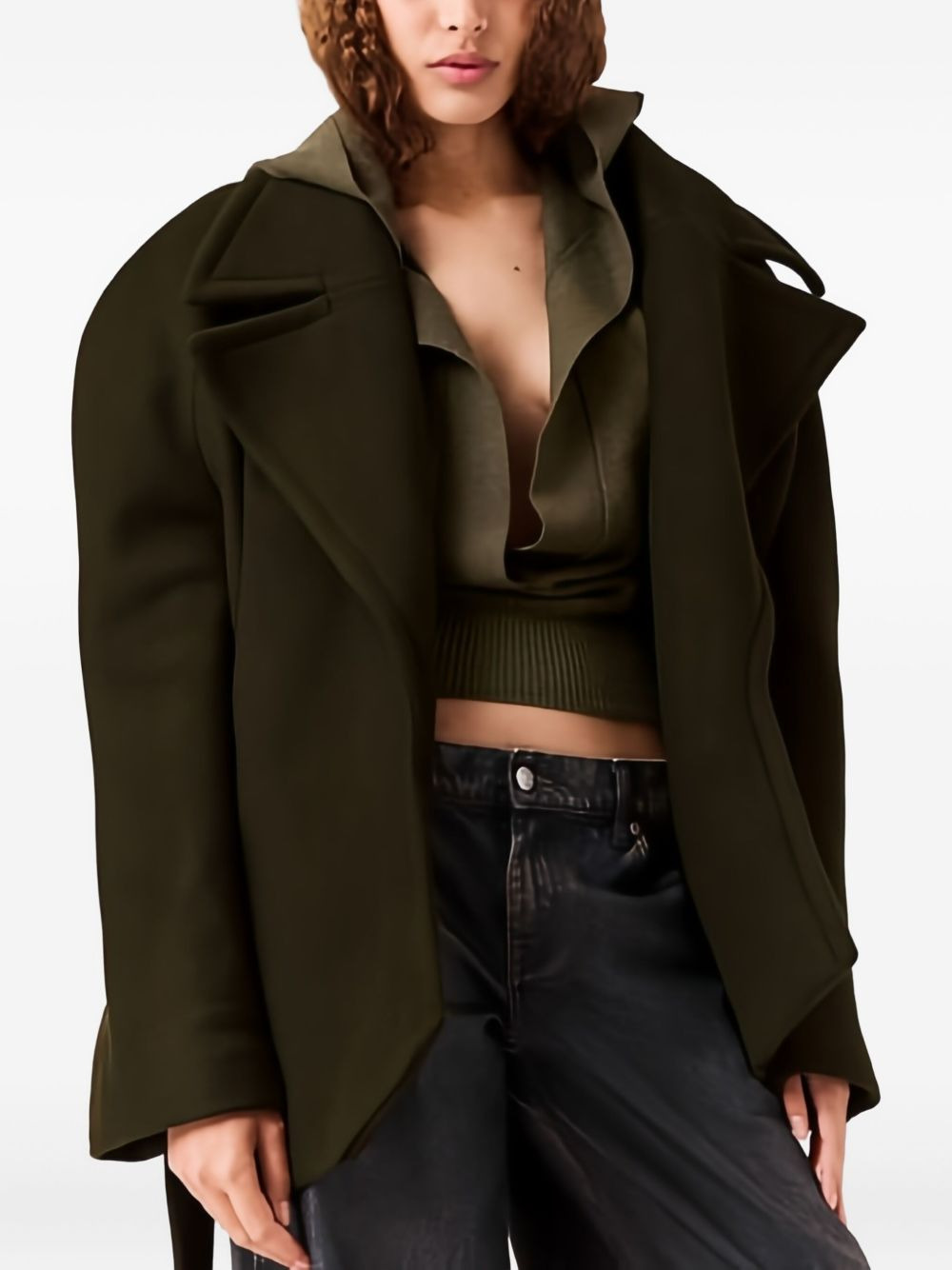 cropped belted jacket - 4