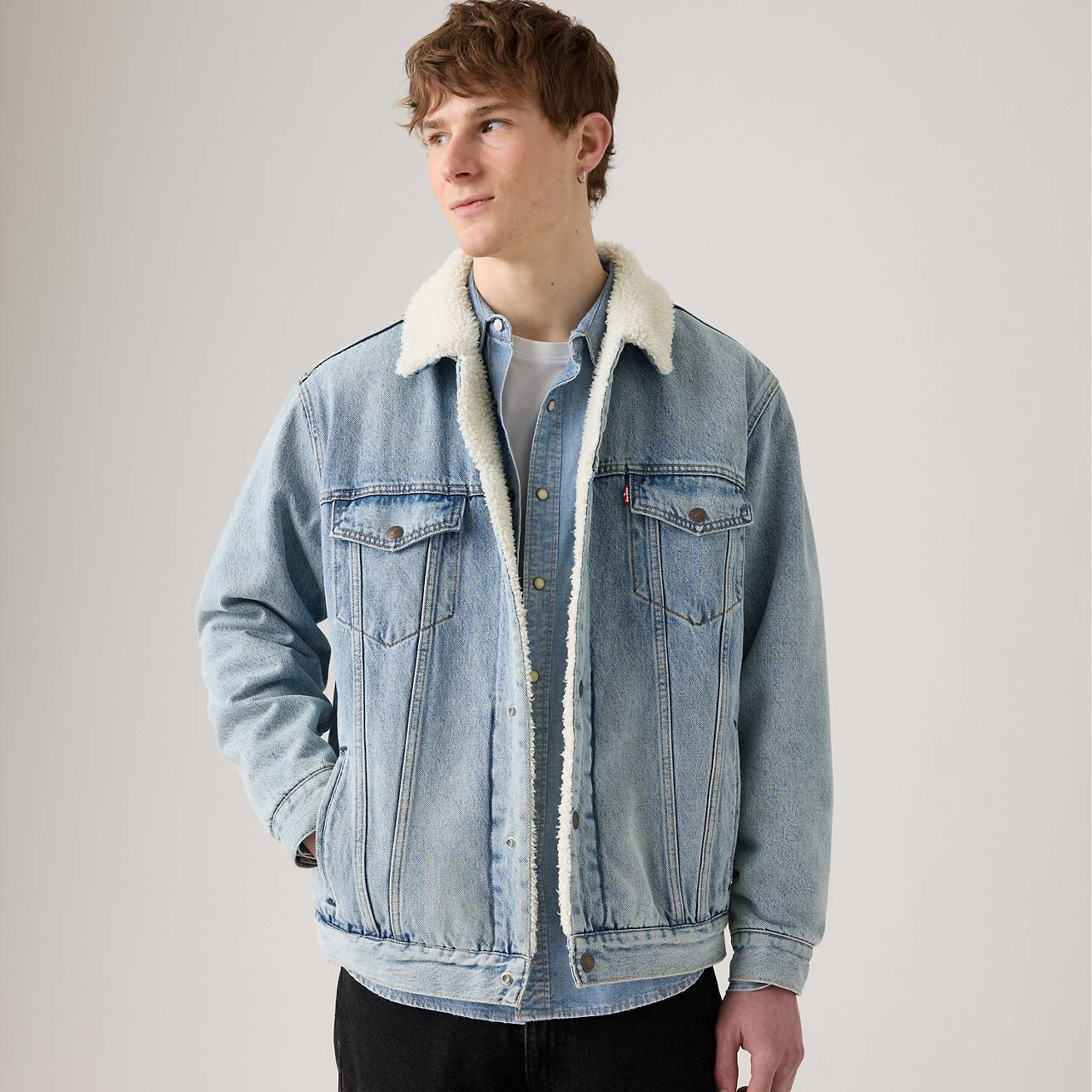 RELAXED FIT SHERPA TRUCKER JACKET - 3