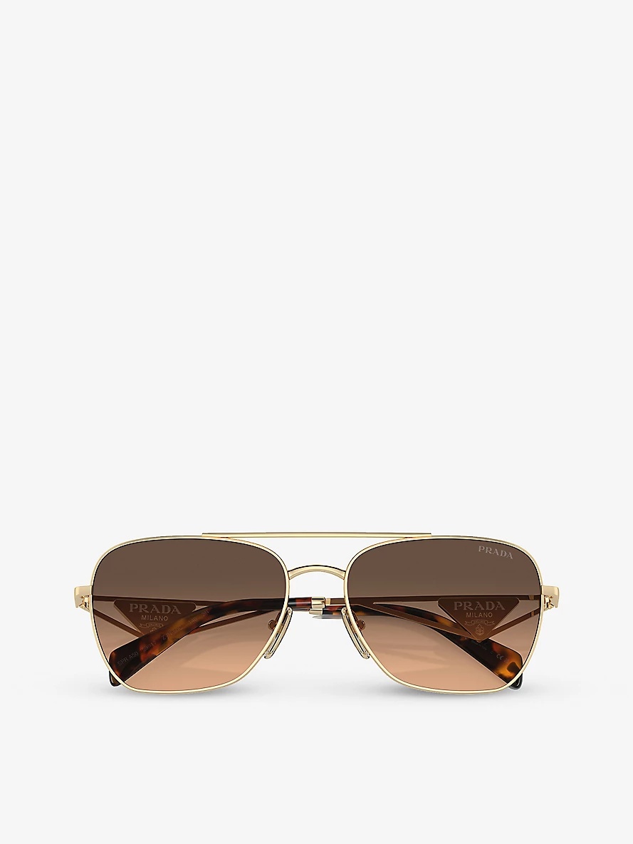 PR A50S aviator-frame tortoiseshell metal sunglasses - 5
