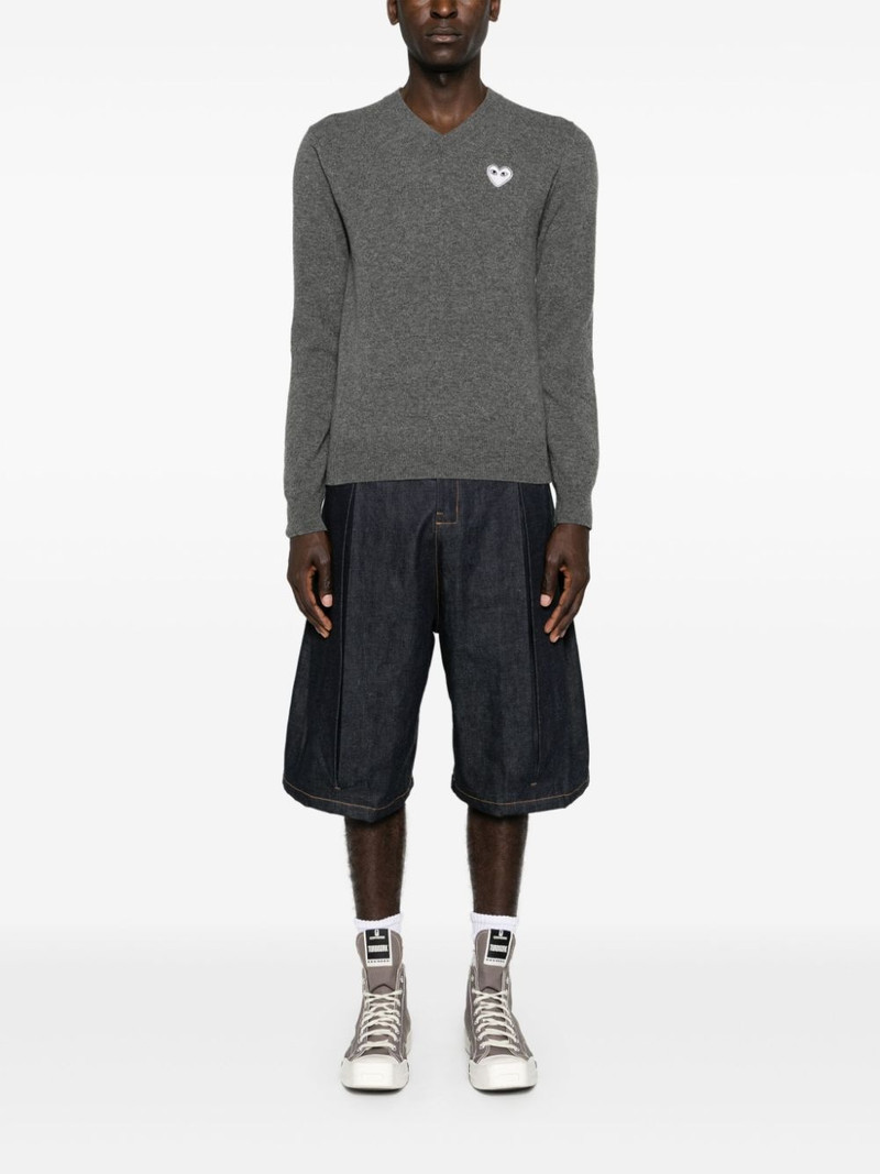 Comme des Garçons PLAY Heart-patch V-neck wool jumper outlook