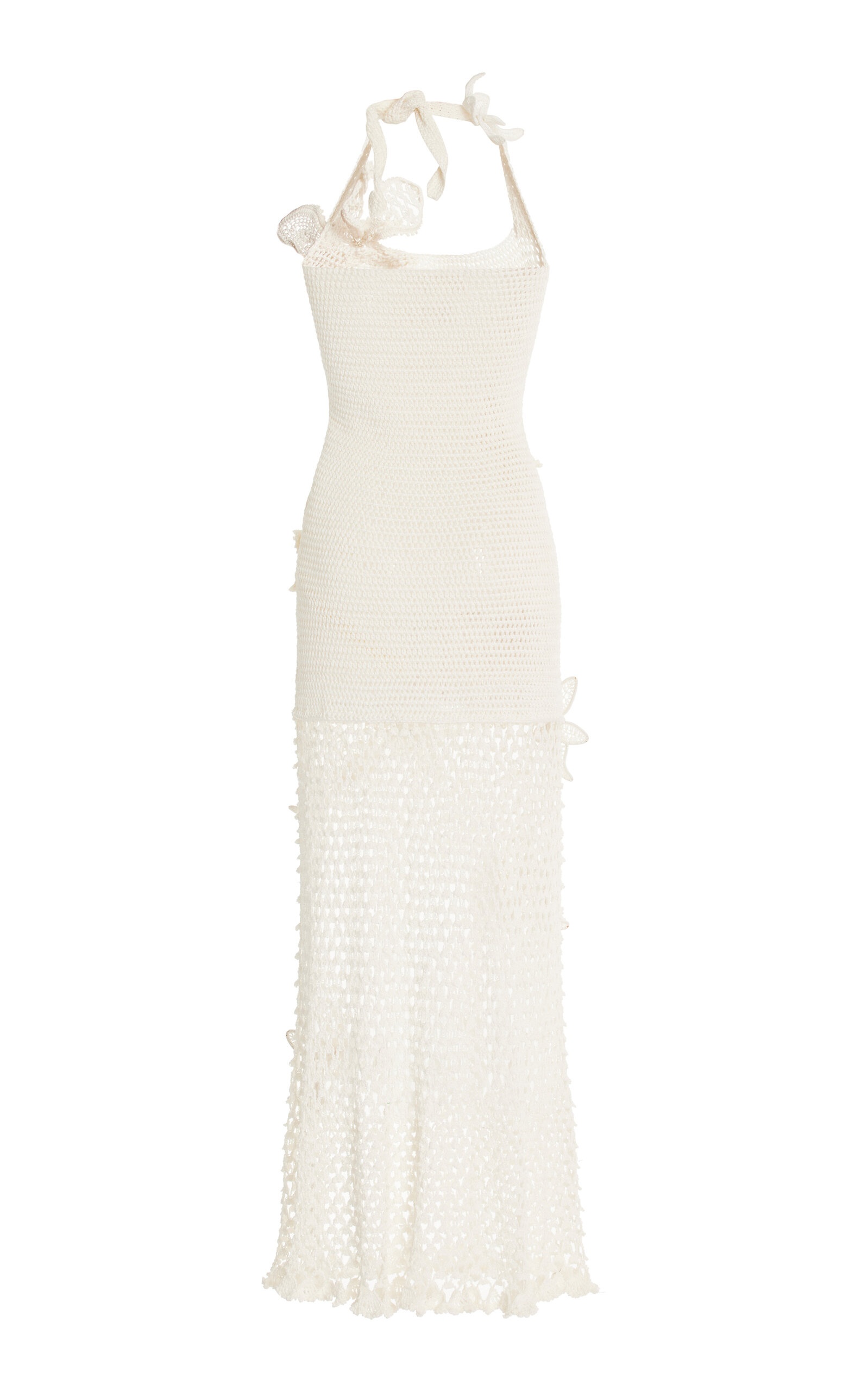 Oscar De La Renta★素敵！Off White Crochet Halter Neck Dress Oscar de la Renta Orchid Crochet Maxi Halter Dress | Neiman