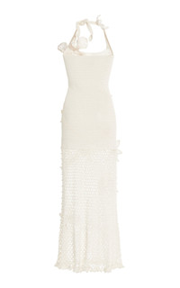Oscar De La Renta★素敵！Off White Crochet Halter Neck Dress Oscar de la Renta Orchid Crochet Maxi Halter Dress | Neiman