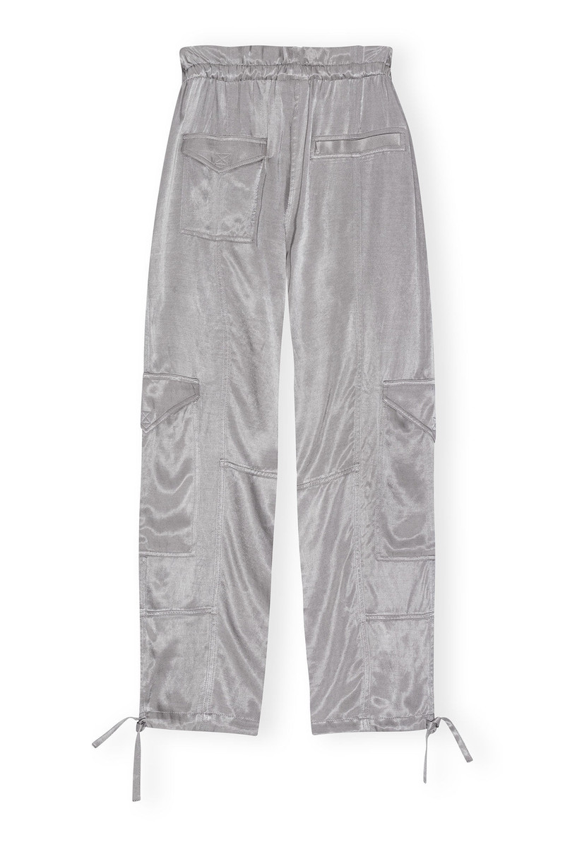 GANNI GREY WASHED SATIN PANTS outlook