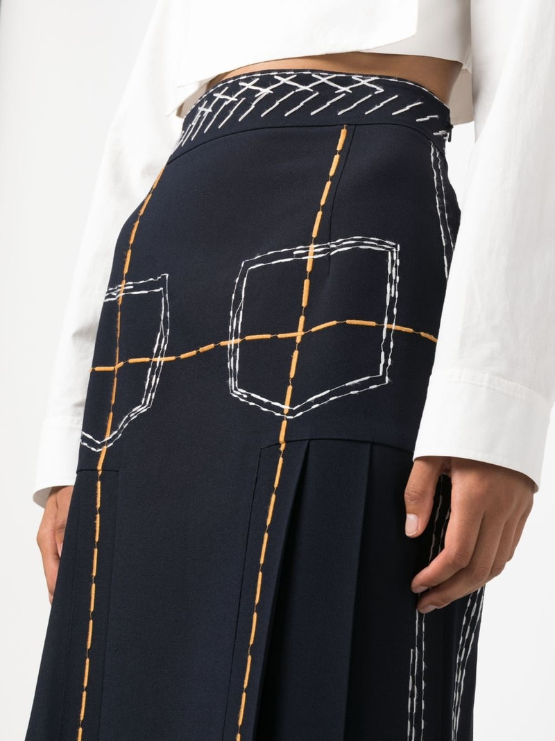 contrast-stitching high-rise midi skirt 5